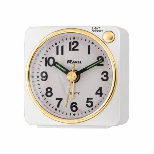 Ravel Mini Alarm Clock White and Gold RC018