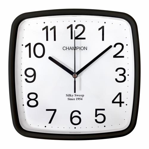 Champion Square 10inch Black Sweep Wall Clock