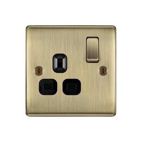 1 Gang 13A Switched Socket Antique Brass