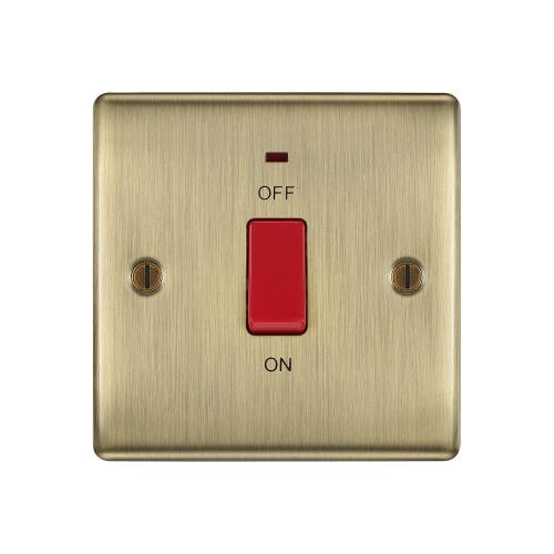 45A Double Pole Switch with LED Indicator Antique Brass