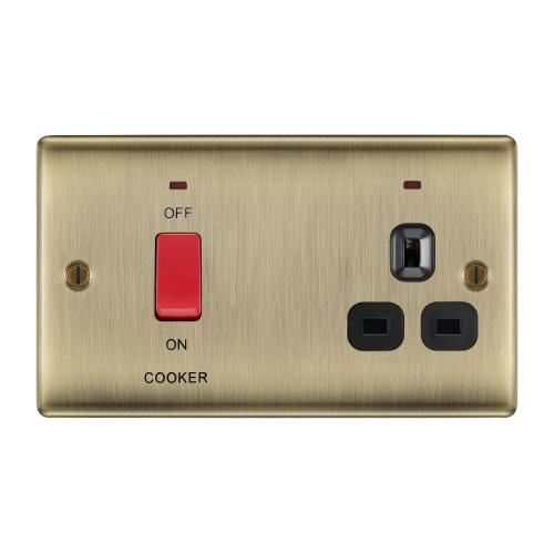 45A Cooker Control Unit with Socket Antique Brass