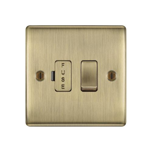 13A Switched Fused Spur Antique Brass