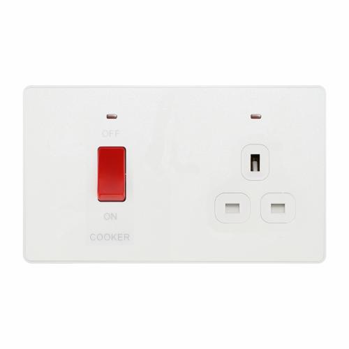 Evolve 45A Cooker Control Unit with Socket Pearl White